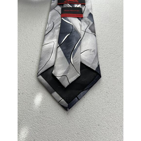 J. Garcia Moon Mountain Gray, Black Abstract Pattern 100% Silk Tie NWOT - Picture 7 of 9